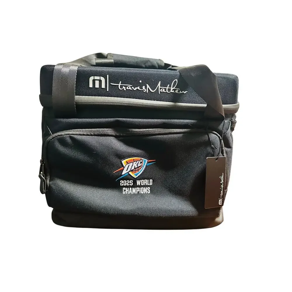 TRAVIS MATHEW Black OKC Thunder 2025 Collab 24 Can Cooler Shoulder Strap NWT